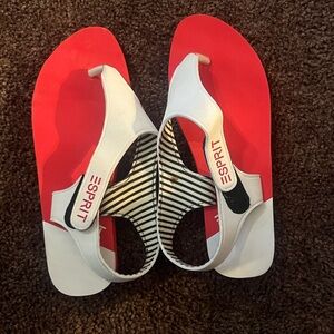 Esprit Red and White Flip-Flops